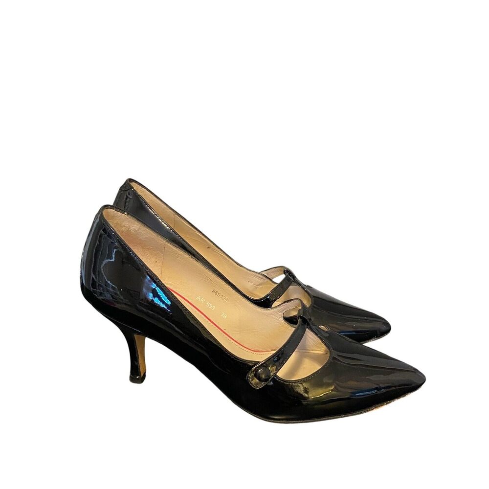 Boden Patent T Strap Mary Jane Heels 38 US 7 Pin Up Rockabilly Dark Academia